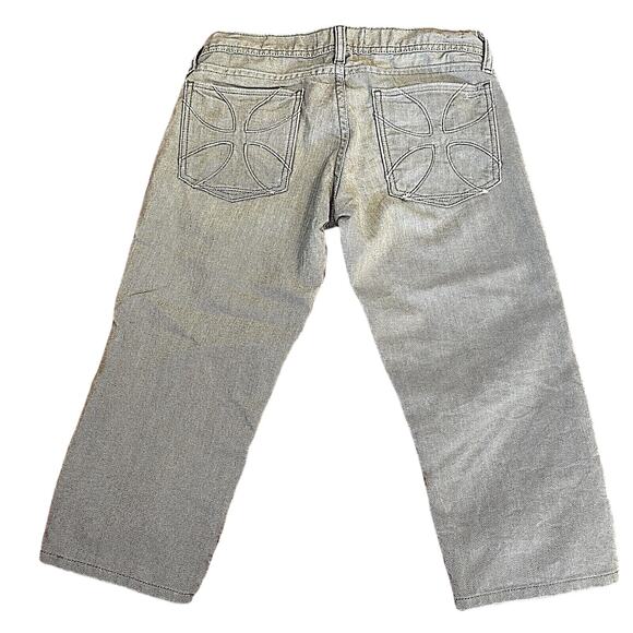 VTG Habitual Gray Taupe Low Rise Bermuda Long Line Design Pocket Denim Shorts 25 - Picture 1 of 10